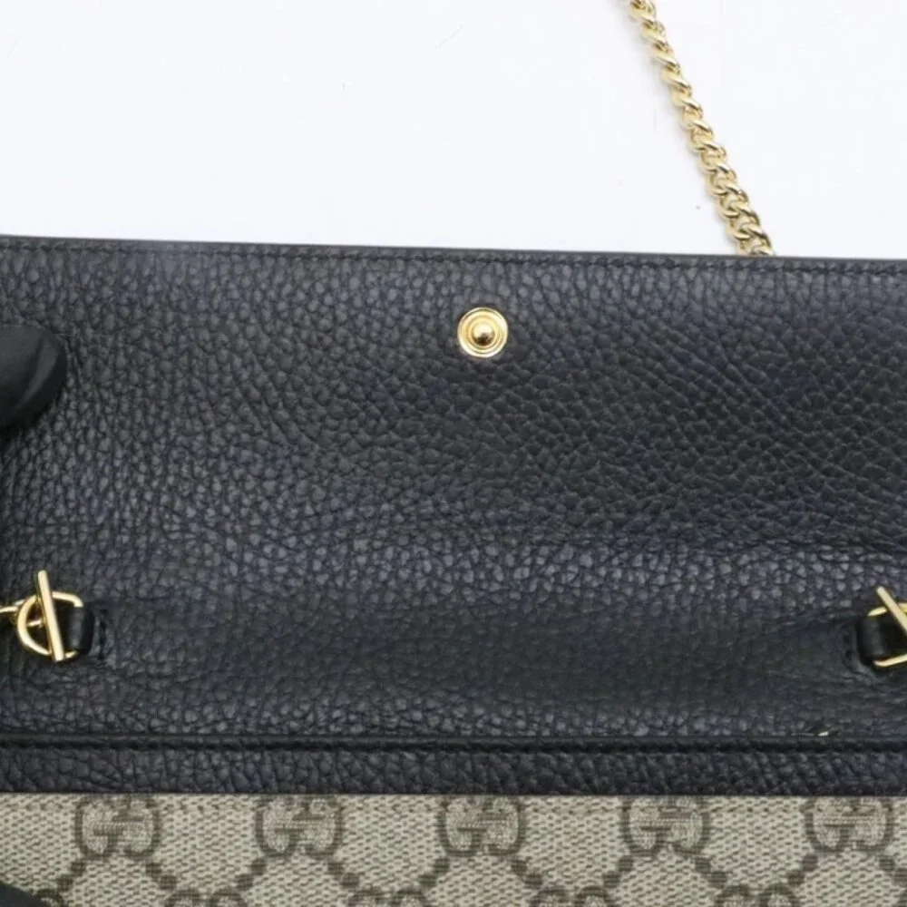 Gucci GG Marmont Bi Color Wallet on Chain Ebony Black Beige - Picture 10 of 15